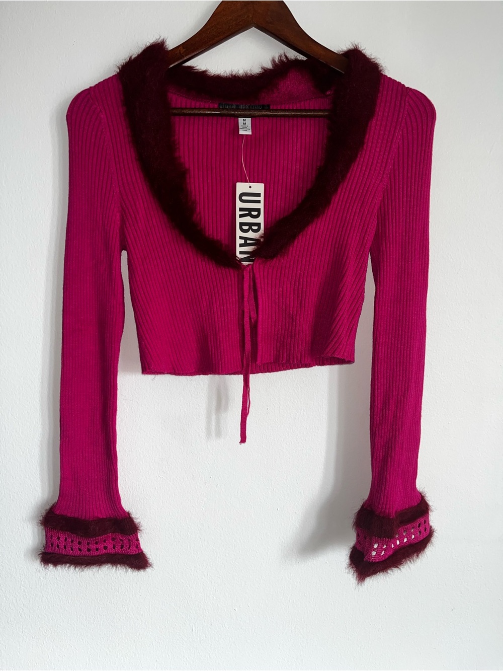 UO Rosie Faux Fur Trim Cardigan
